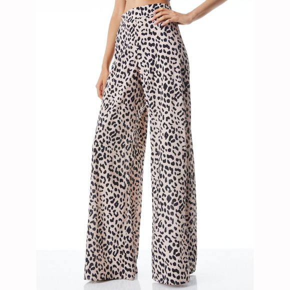 Alice + Olivia Pants - SOLD Alice + Olivia Athena Wide Leg Pant Leopard Sand Pallazo Puddle Pant E4